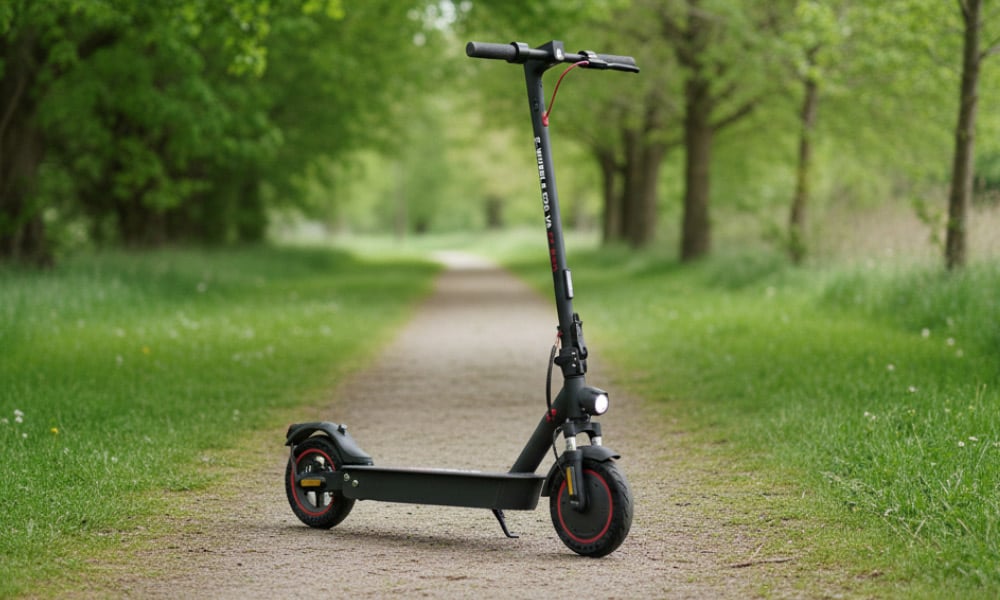 El-sparkesykkel fra E-Wheels. E2S V3 GT PRO. Bildet er tatt utend&oslash;rs i naturen.